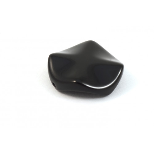 Flat round wavy opaque black 20mm bead